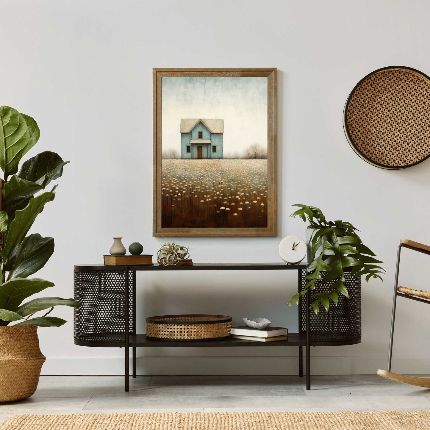 Country House Print, Rustic Wall Art, Quirky Farmhouse Decor - WildfieldPrints