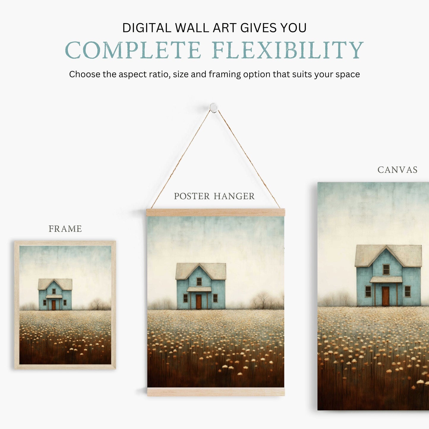 Country House Print, Rustic Wall Art, Quirky Farmhouse Decor - WildfieldPrints