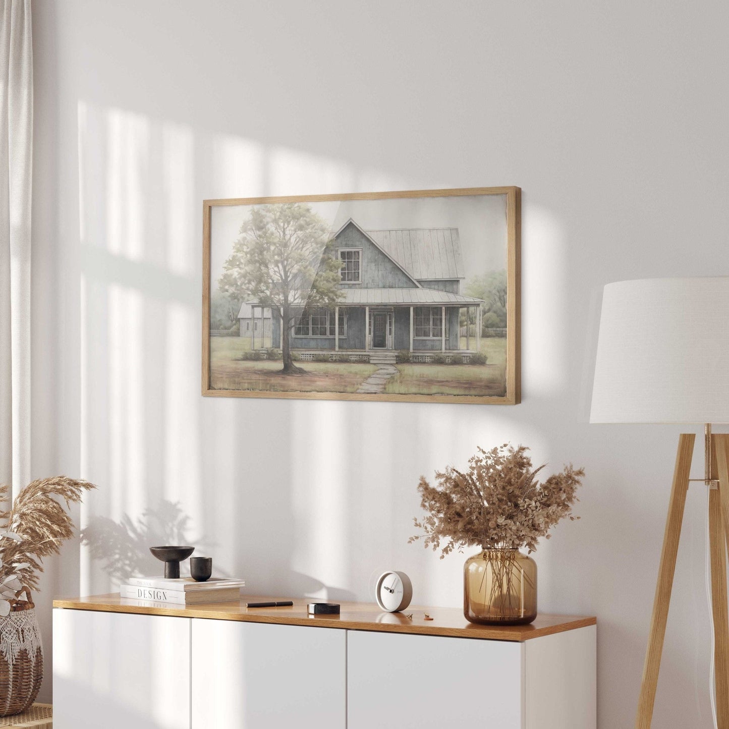 Countryside House Print, Farmhouse Decor, Rustic Wall Art - WildfieldPrints