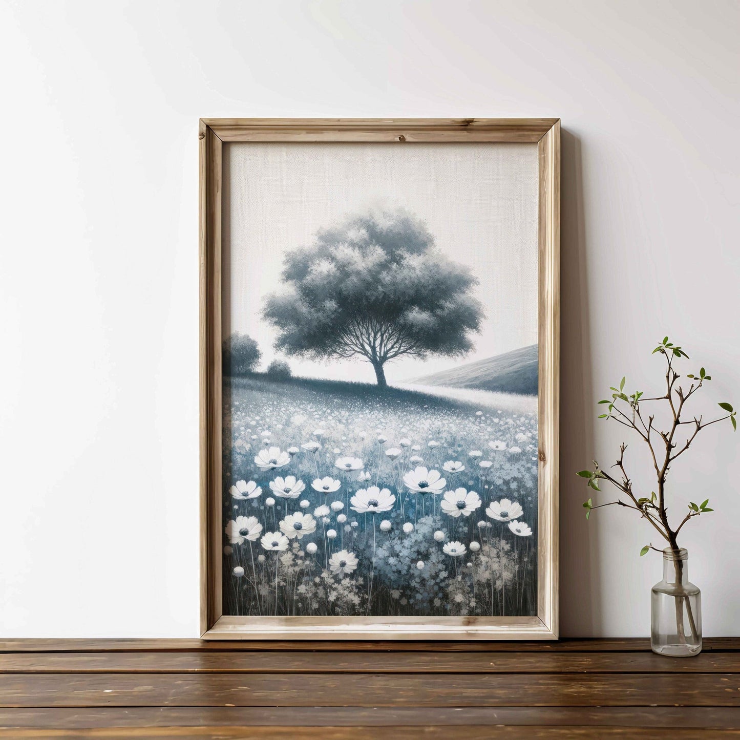 Countryside Landscape Prints, Wildflower Field Decor, Hilly Art Collection - WildfieldPrints