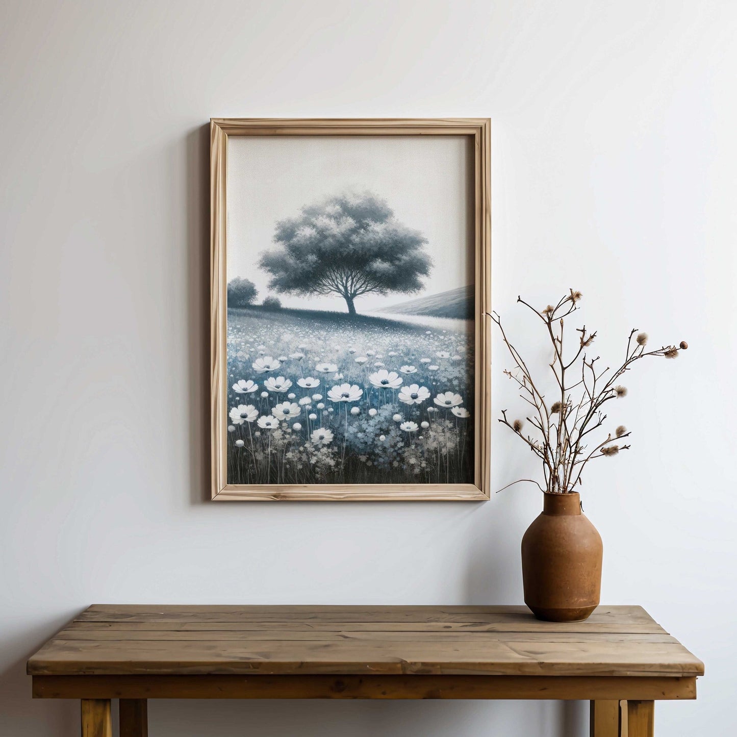 Countryside Landscape Prints, Wildflower Field Decor, Hilly Art Collection - WildfieldPrints