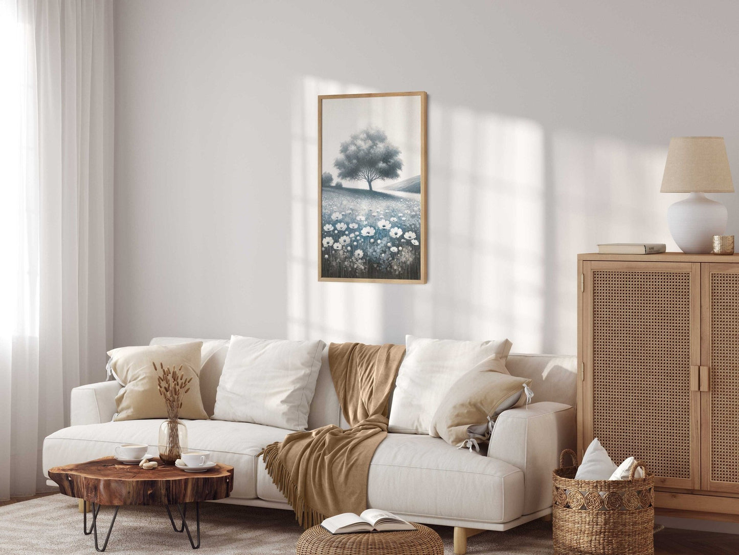 Countryside Landscape Prints, Wildflower Field Decor, Hilly Art Collection - WildfieldPrints