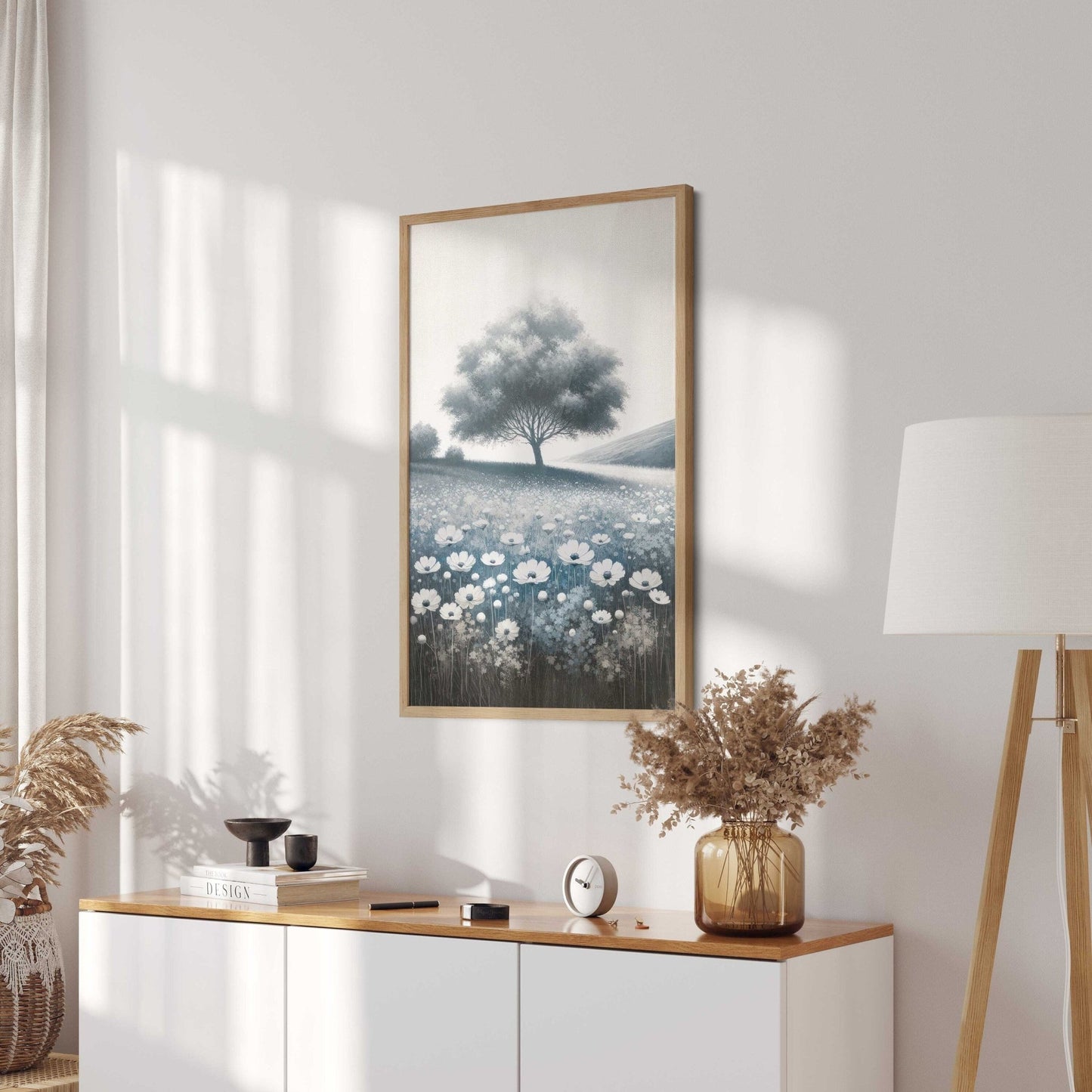 Countryside Landscape Prints, Wildflower Field Decor, Hilly Art Collection - WildfieldPrints