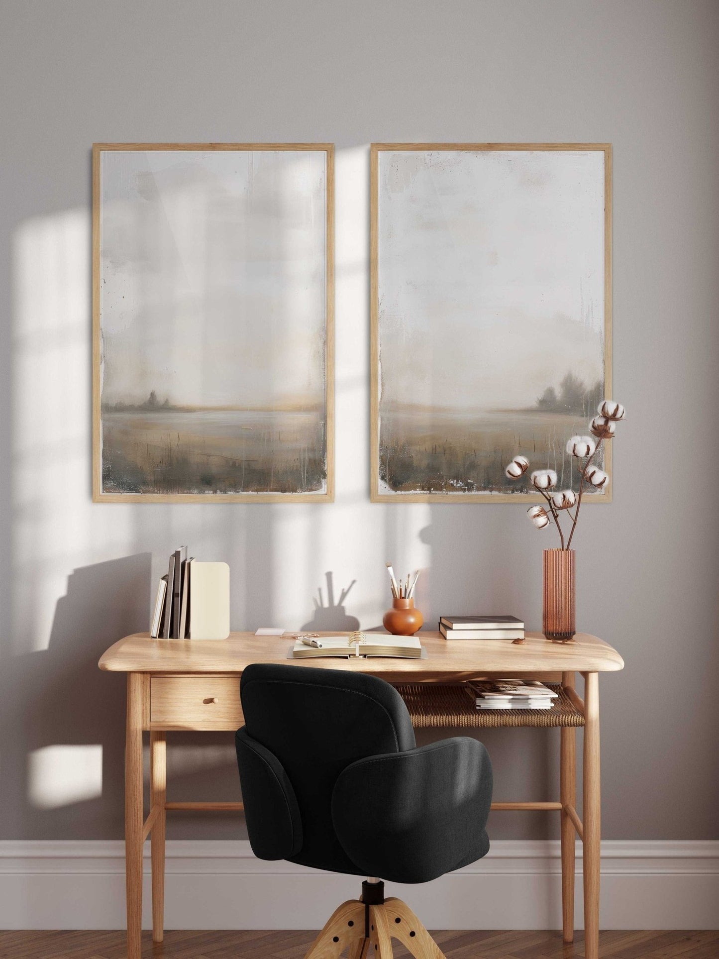 Countryside Painting, Abstract Landscape Art, Farmhouse Home Decor - WildfieldPrints