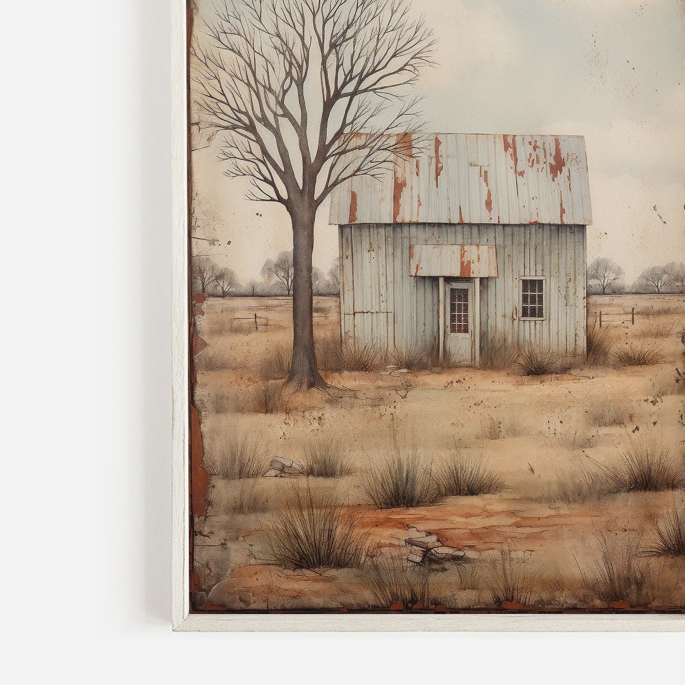 Countryside Print, Rustic Farmhouse Wall Decor, Vintage Home Accent - WildfieldPrints