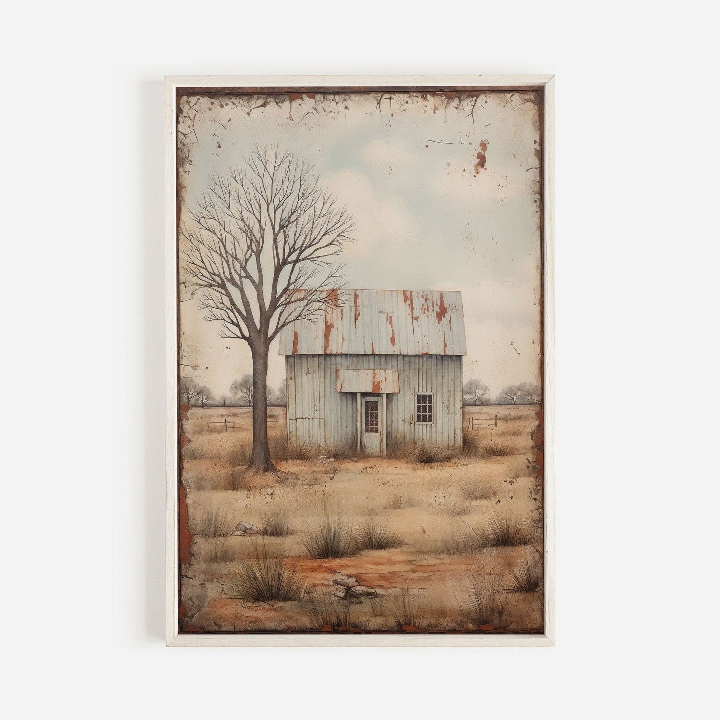 Countryside Print, Rustic Farmhouse Wall Decor, Vintage Home Accent - WildfieldPrints