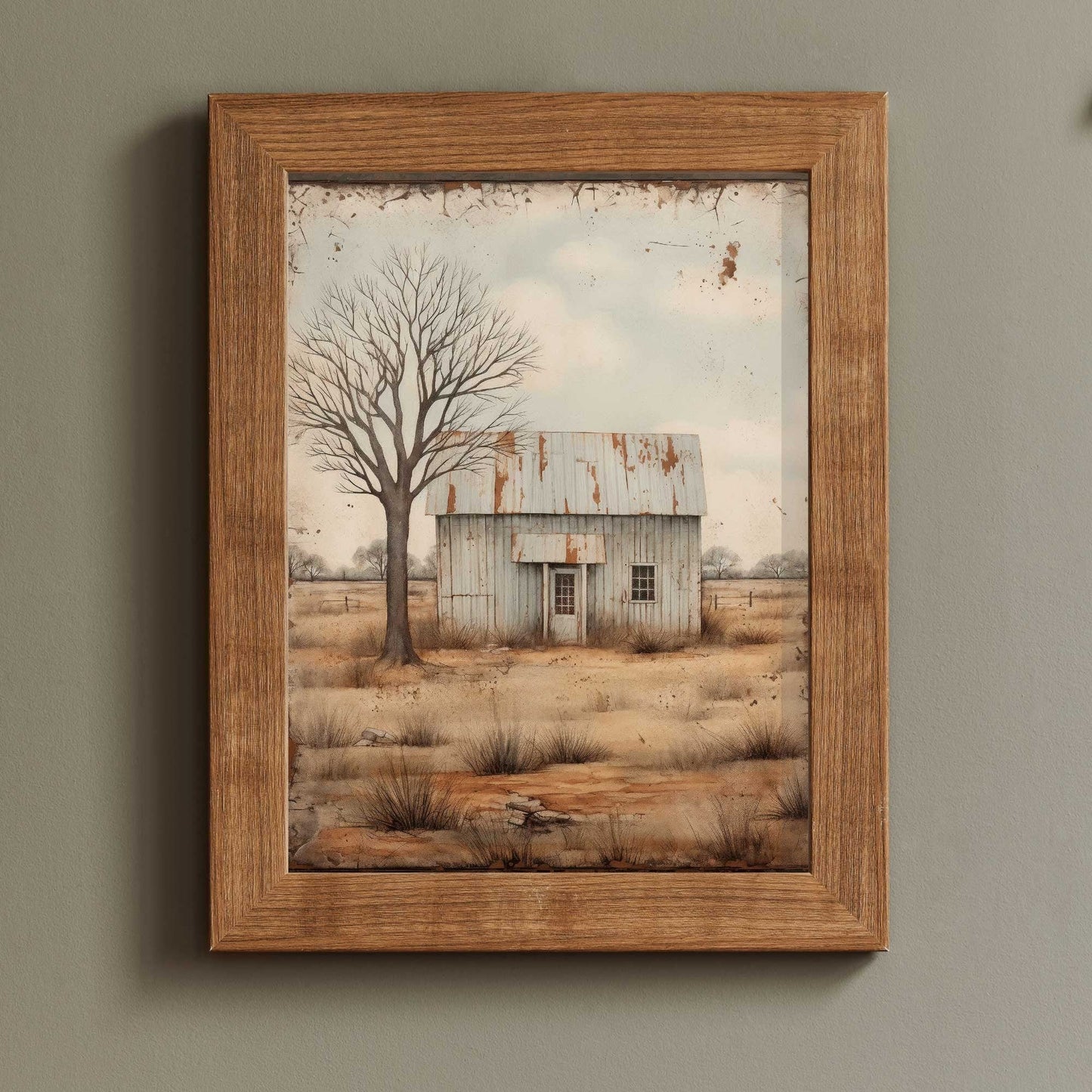 Countryside Print, Rustic Farmhouse Wall Decor, Vintage Home Accent - WildfieldPrints
