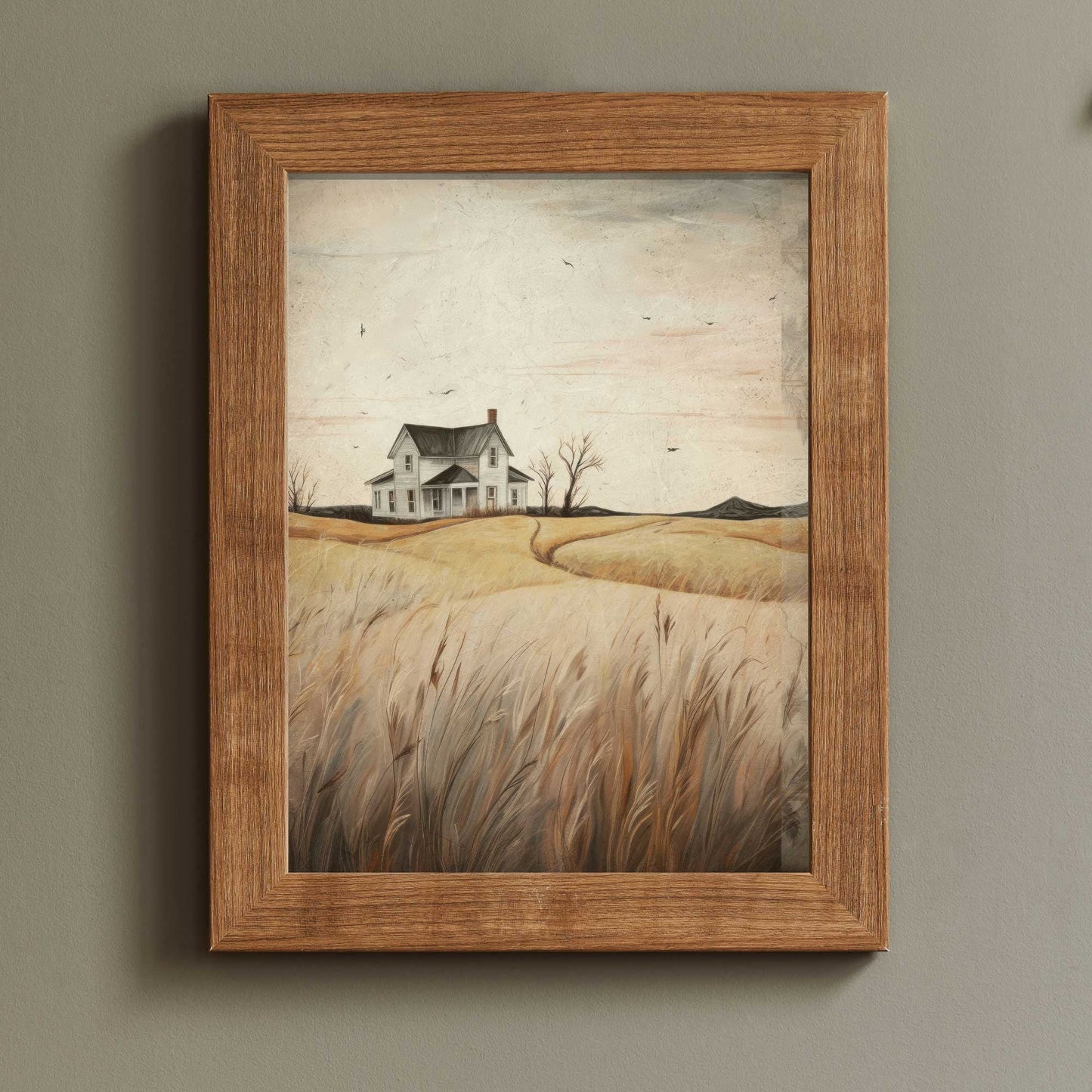 Countryside Wall Art, Vintage House Decor, Farmhouse Painting - WildfieldPrints