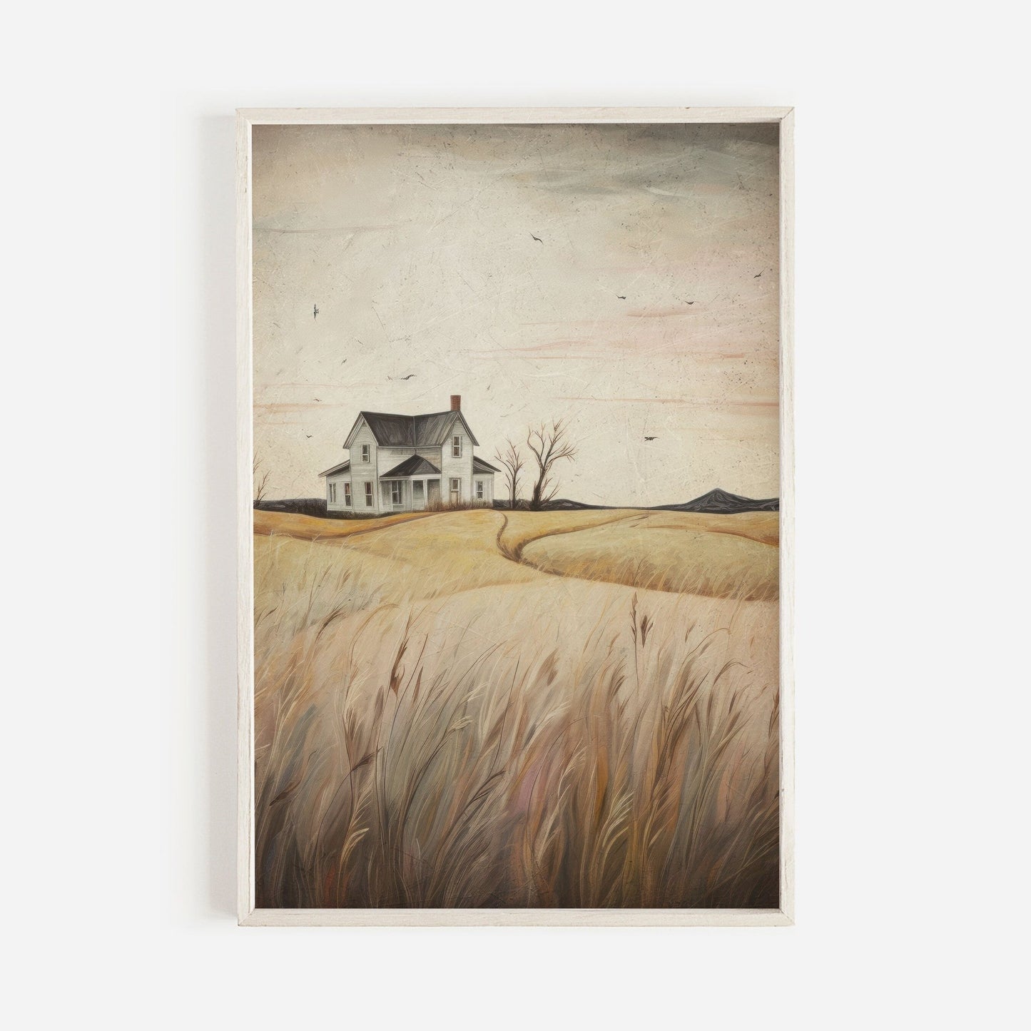 Countryside Wall Art, Vintage House Decor, Farmhouse Painting - WildfieldPrints