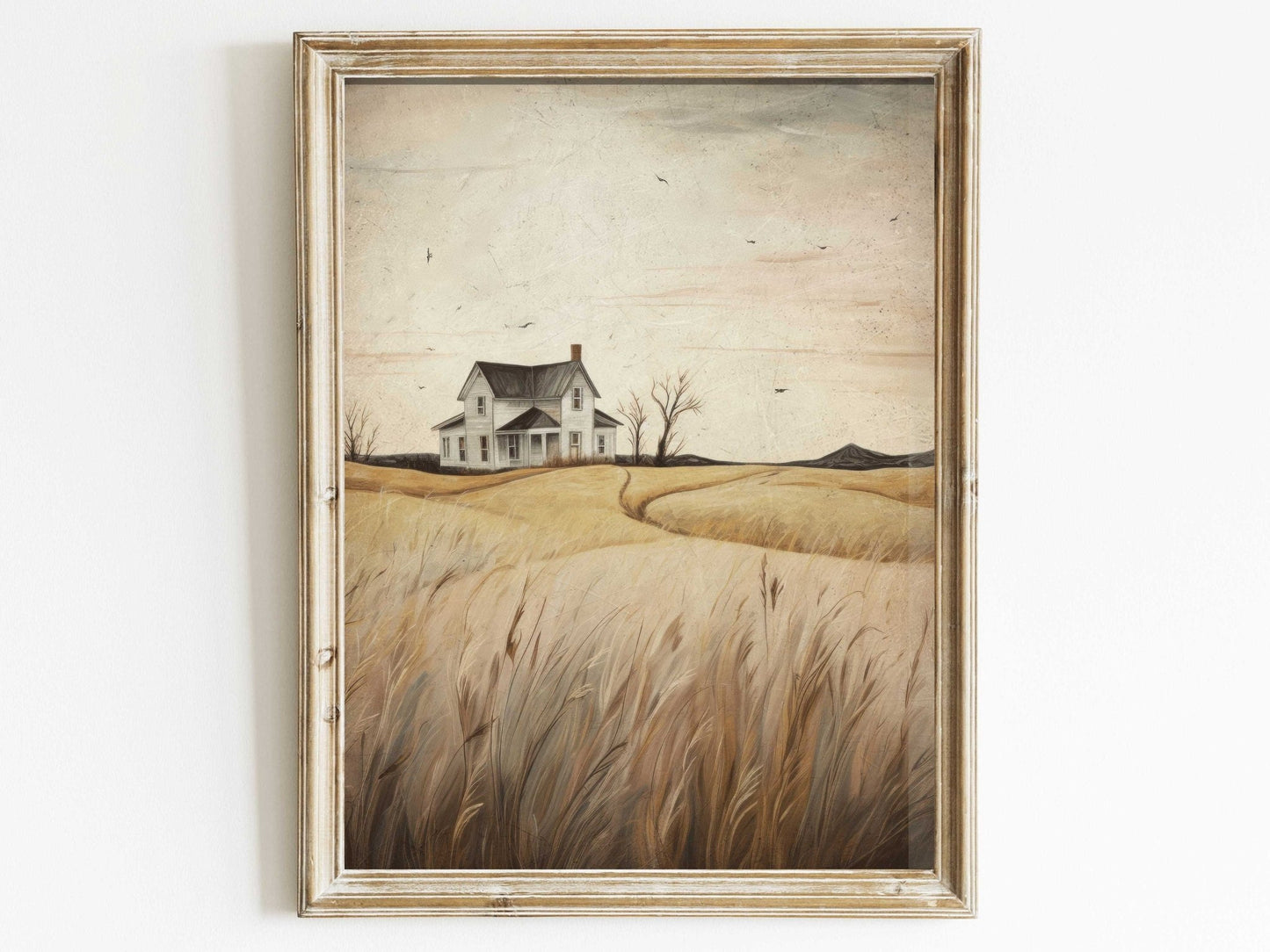 Countryside Wall Art, Vintage House Decor, Farmhouse Painting - WildfieldPrints