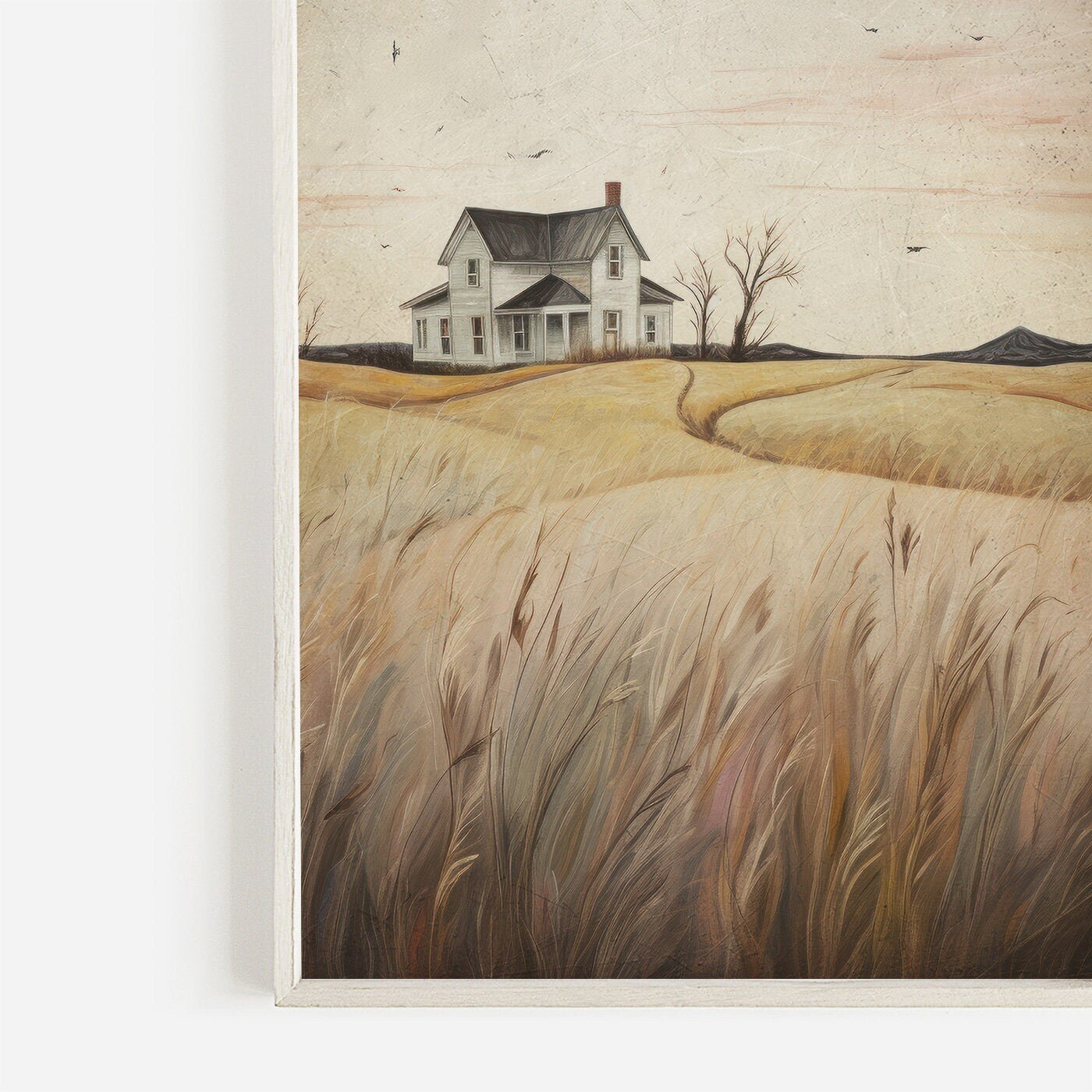 Countryside Wall Art, Vintage House Decor, Farmhouse Painting - WildfieldPrints