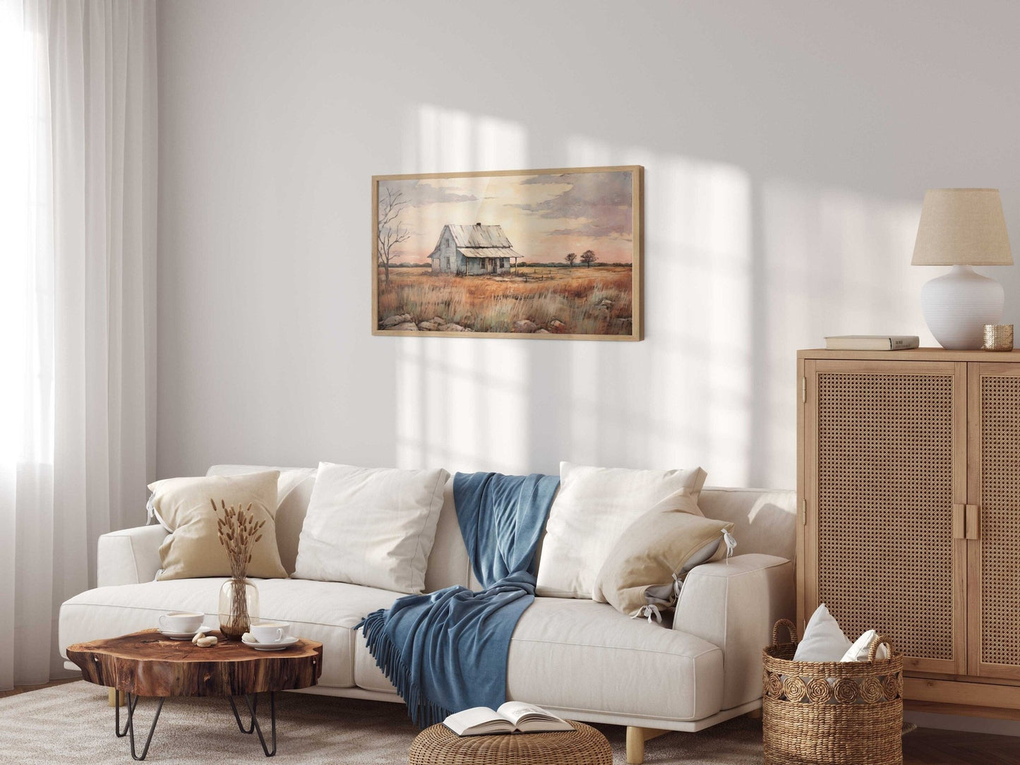 Countryside Wall Art, Vintage House Print, Farmhouse Decor - WildfieldPrints