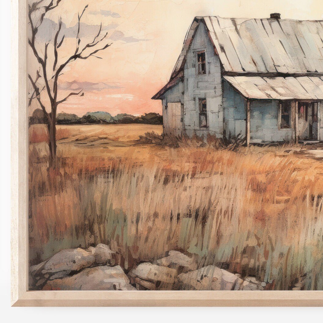 Countryside Wall Art, Vintage House Print, Farmhouse Decor - WildfieldPrints