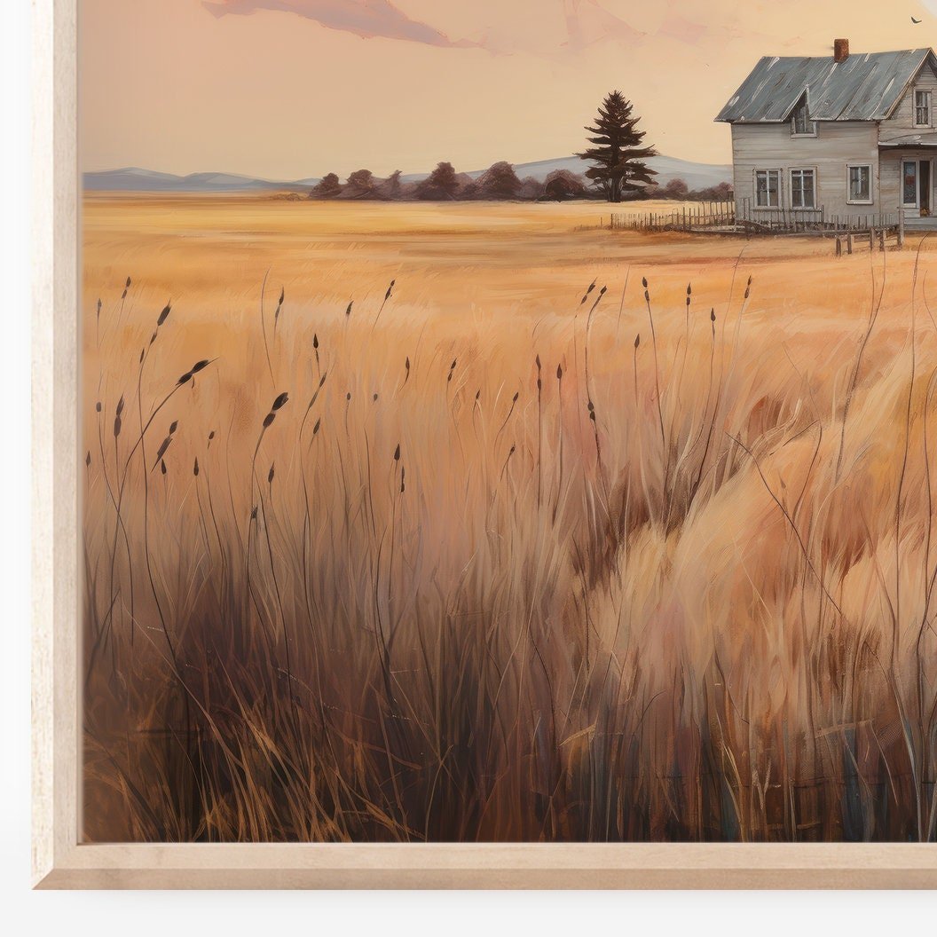 Countryside Wall Art, Vintage House Print, Rustic Farmhouse Decor - WildfieldPrints