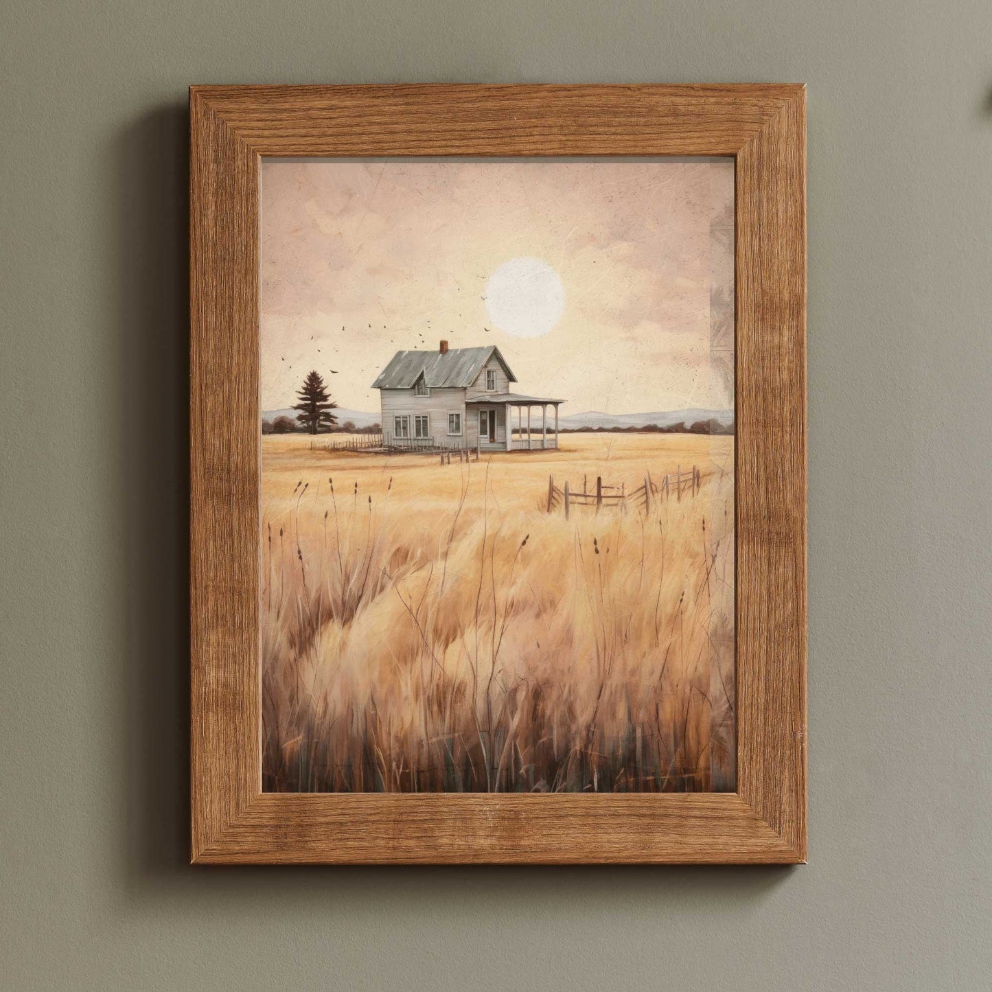 Countryside Wall Art, Vintage House Print, Rustic Farmhouse Decor - WildfieldPrints