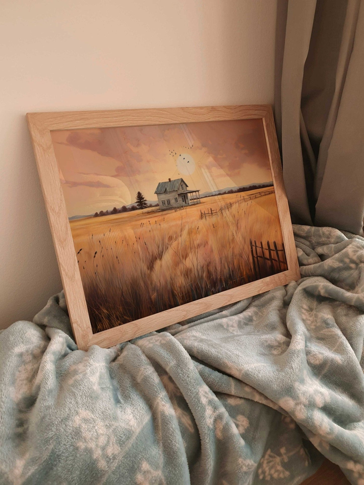 Countryside Wall Art, Vintage House Print, Rustic Farmhouse Decor - WildfieldPrints