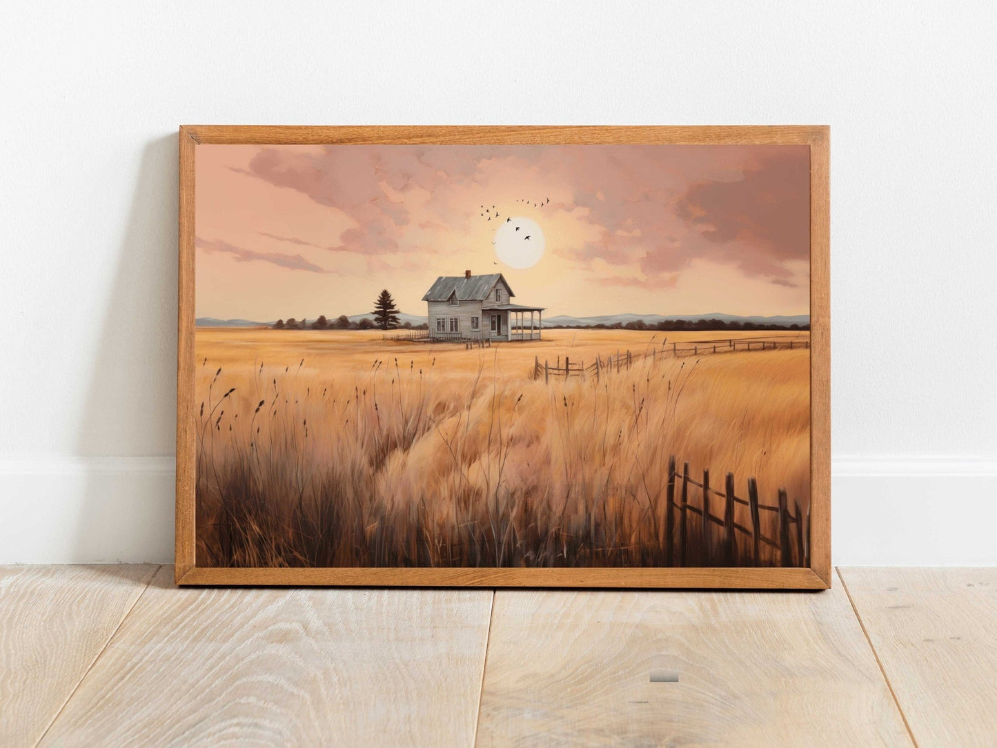 Countryside Wall Art, Vintage House Print, Rustic Farmhouse Decor - WildfieldPrints