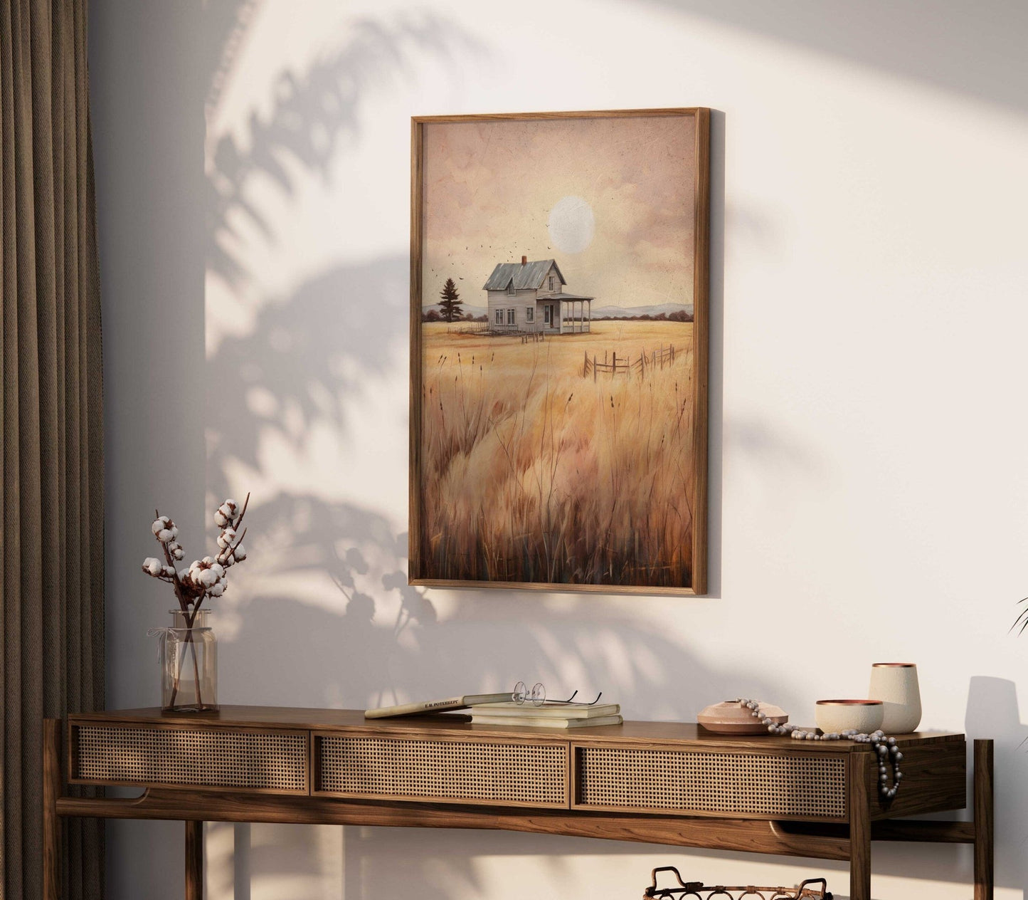 Countryside Wall Art, Vintage House Print, Rustic Farmhouse Decor - WildfieldPrints