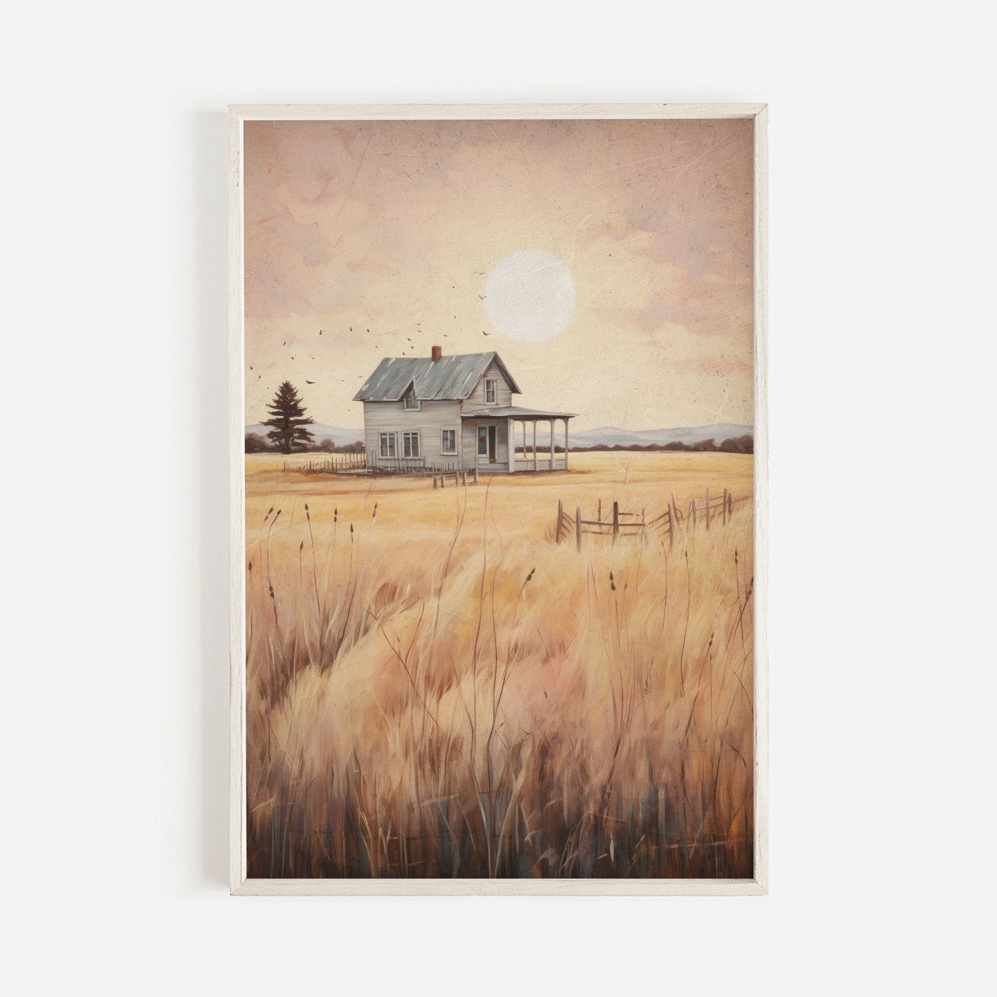 Countryside Wall Art, Vintage House Print, Rustic Farmhouse Decor - WildfieldPrints