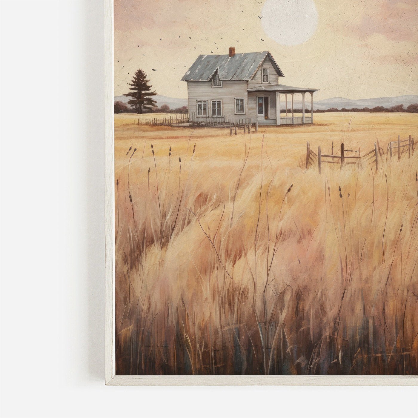 Countryside Wall Art, Vintage House Print, Rustic Farmhouse Decor - WildfieldPrints