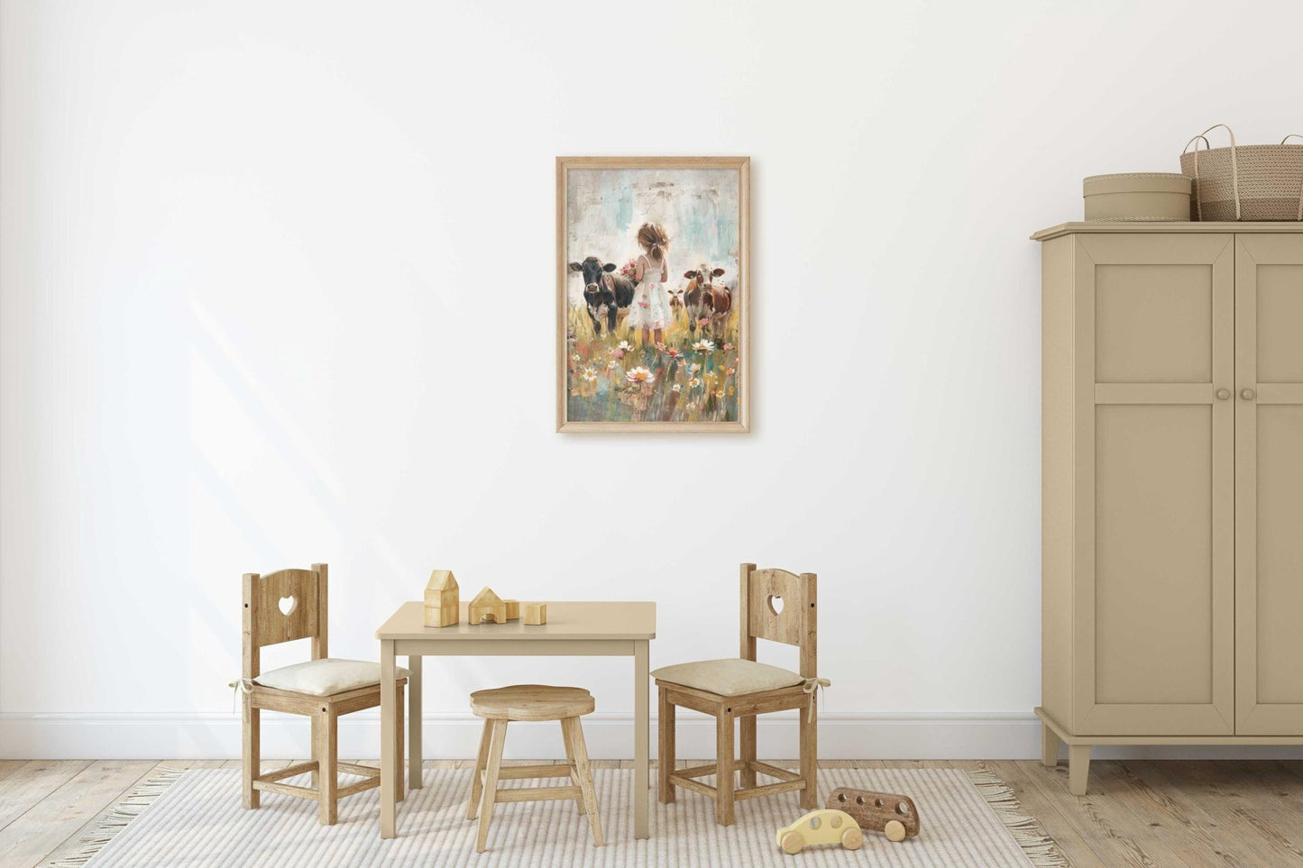 Cow Nursery Wall Art, Farmhouse Girl Room Decor, Countryside Prints - WildfieldPrints
