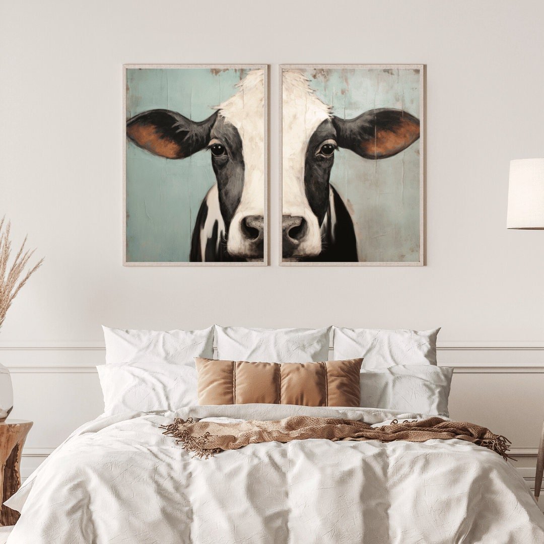 Cow Prints, Rustic Farmhouse Wall Decor, Country Animal Art - WildfieldPrints