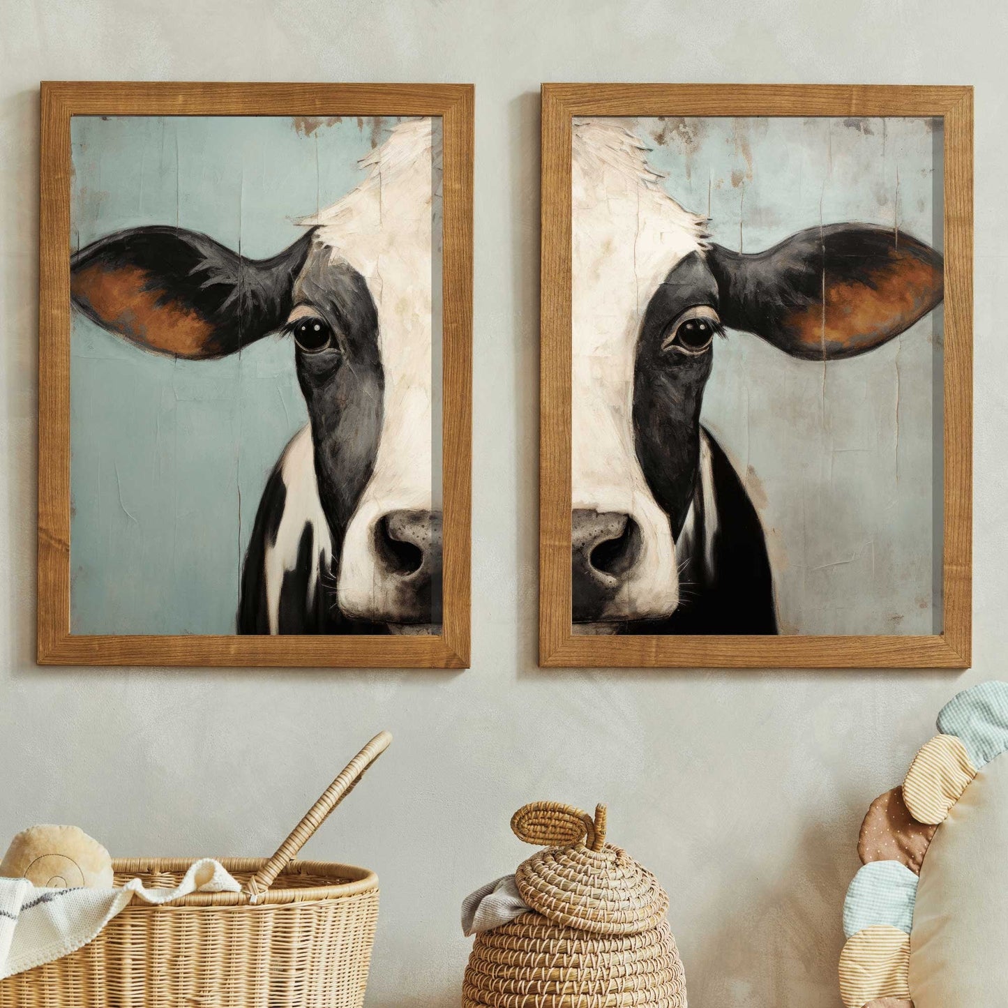 Cow Prints, Rustic Farmhouse Wall Decor, Country Animal Art - WildfieldPrints