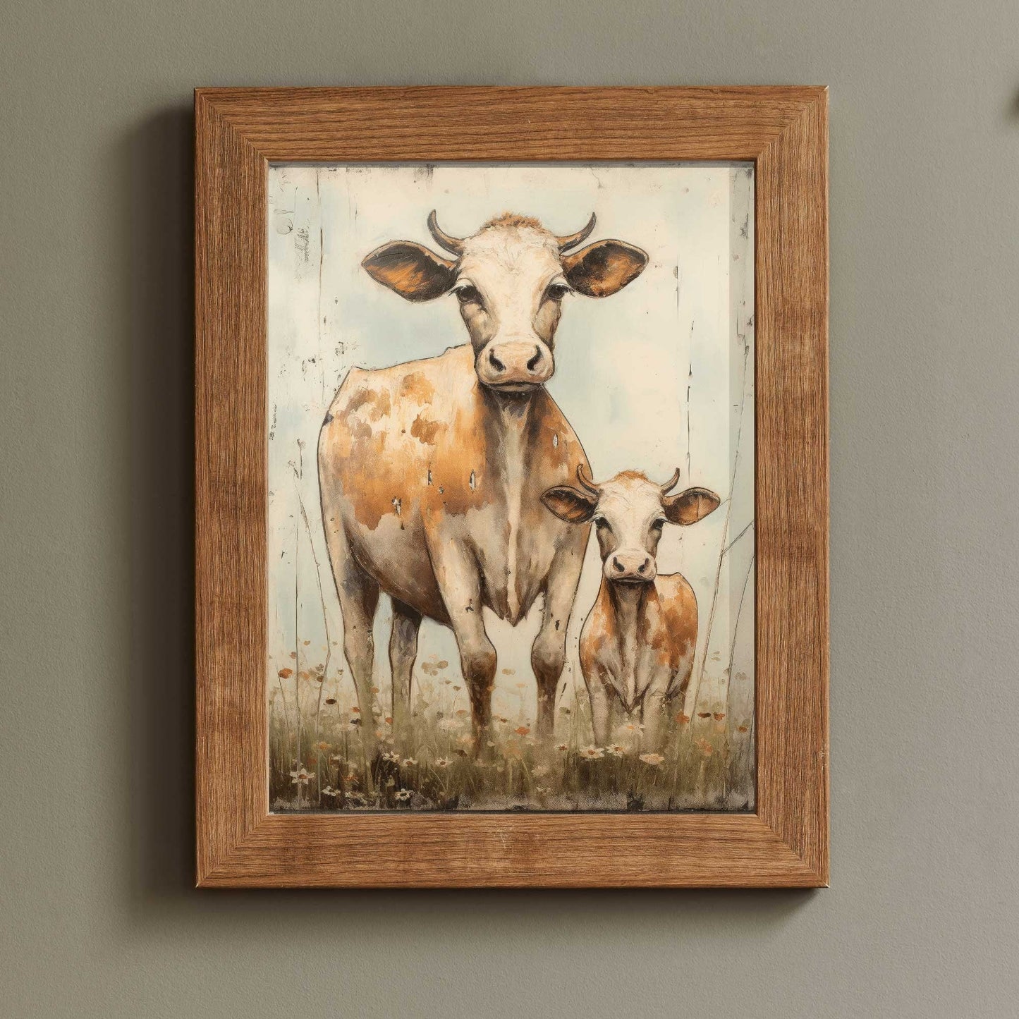 Cow Wall Art, Vintage Bull and Calf Print, Farmhouse Home Decor - WildfieldPrints