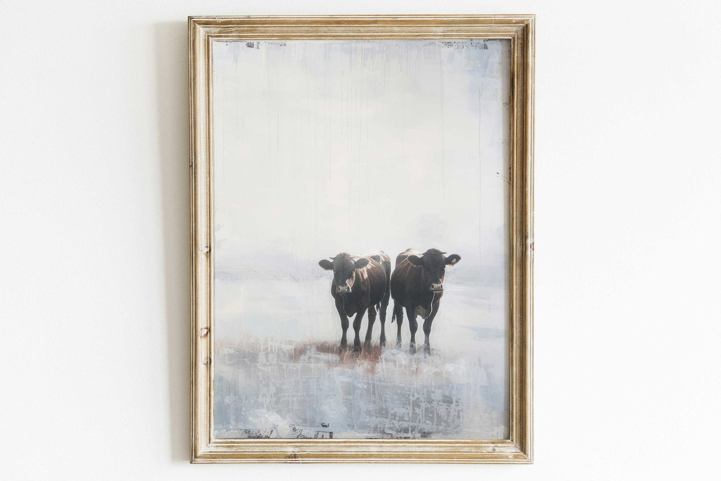 Cow Wall Art, Vintage Farm Animal Painting, Modern Country Decor - WildfieldPrints