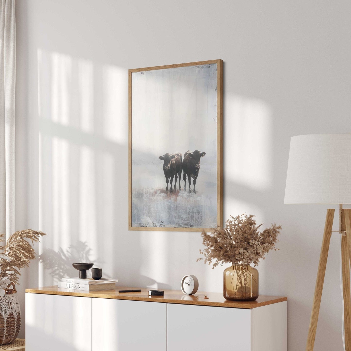 Cow Wall Art, Vintage Farm Animal Painting, Modern Country Decor - WildfieldPrints