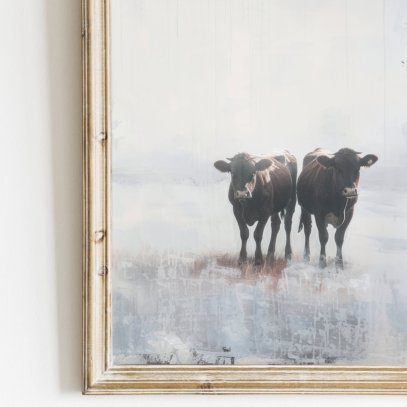 Cow Wall Art, Vintage Farm Animal Painting, Modern Country Decor - WildfieldPrints