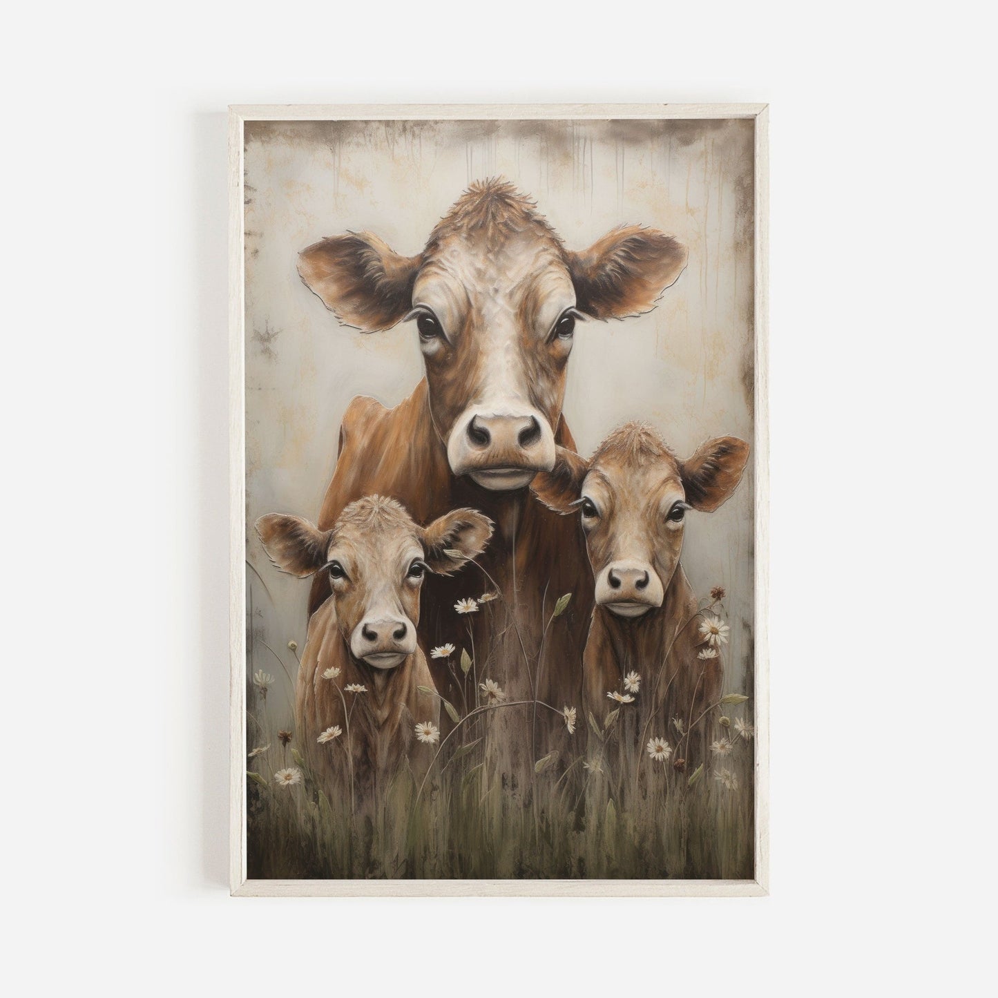 Cow Wall Art, Vintage Farm Animal Print, Rustic Home Decor - WildfieldPrints