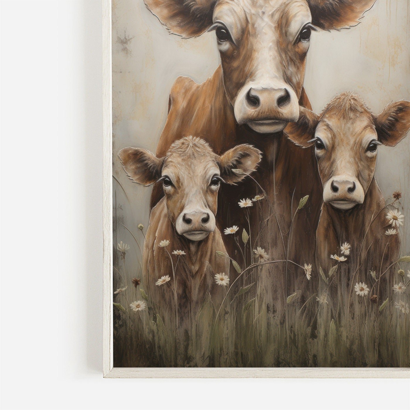 Cow Wall Art, Vintage Farm Animal Print, Rustic Home Decor - WildfieldPrints