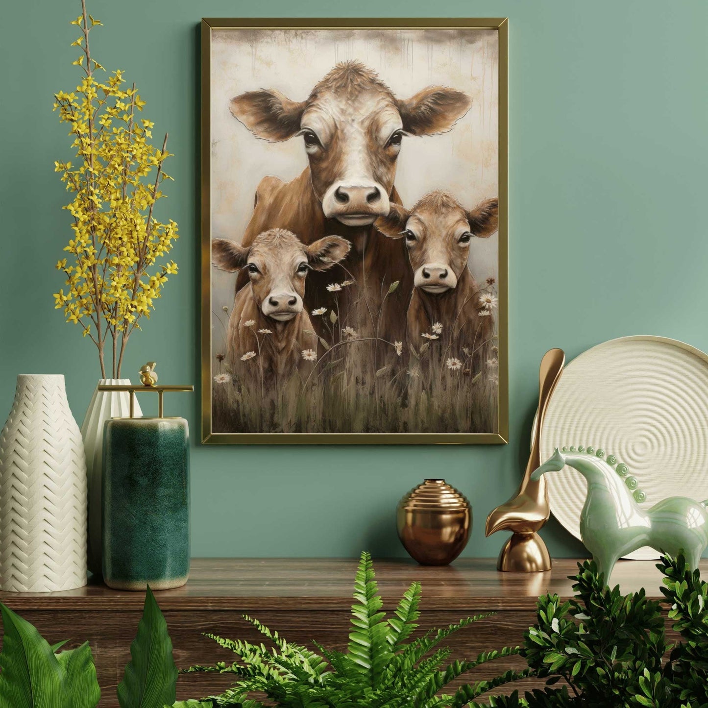 Cow Wall Art, Vintage Farm Animal Print, Rustic Home Decor - WildfieldPrints