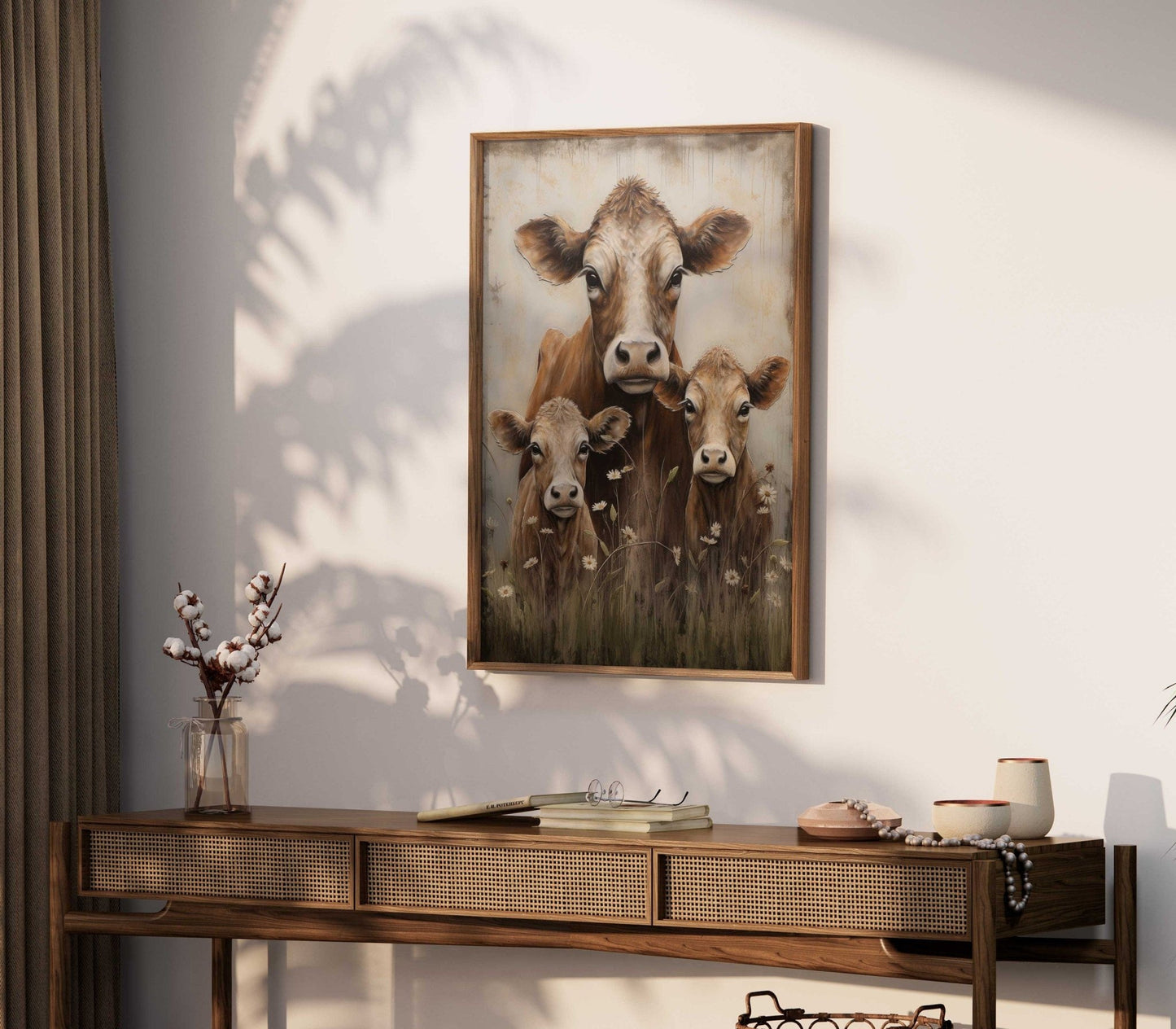 Cow Wall Art, Vintage Farm Animal Print, Rustic Home Decor - WildfieldPrints