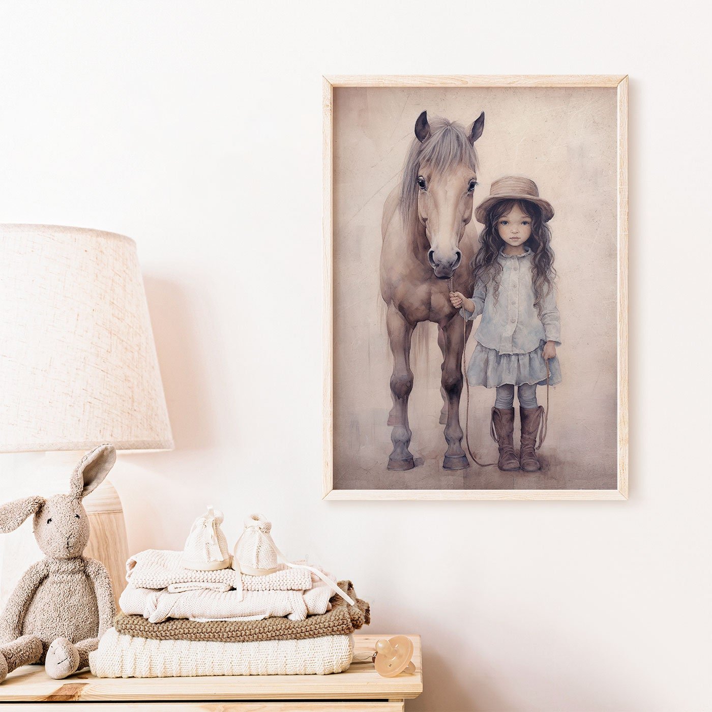 Cowgirl Nursery Decor, Girl and Horse Wall Art, Baby Cowgirl Print - WildfieldPrints