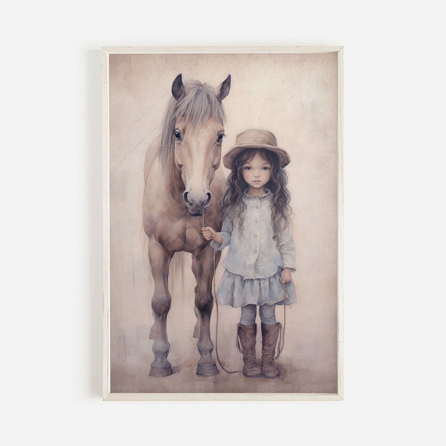 Cowgirl Nursery Decor, Girl and Horse Wall Art, Baby Cowgirl Print - WildfieldPrints