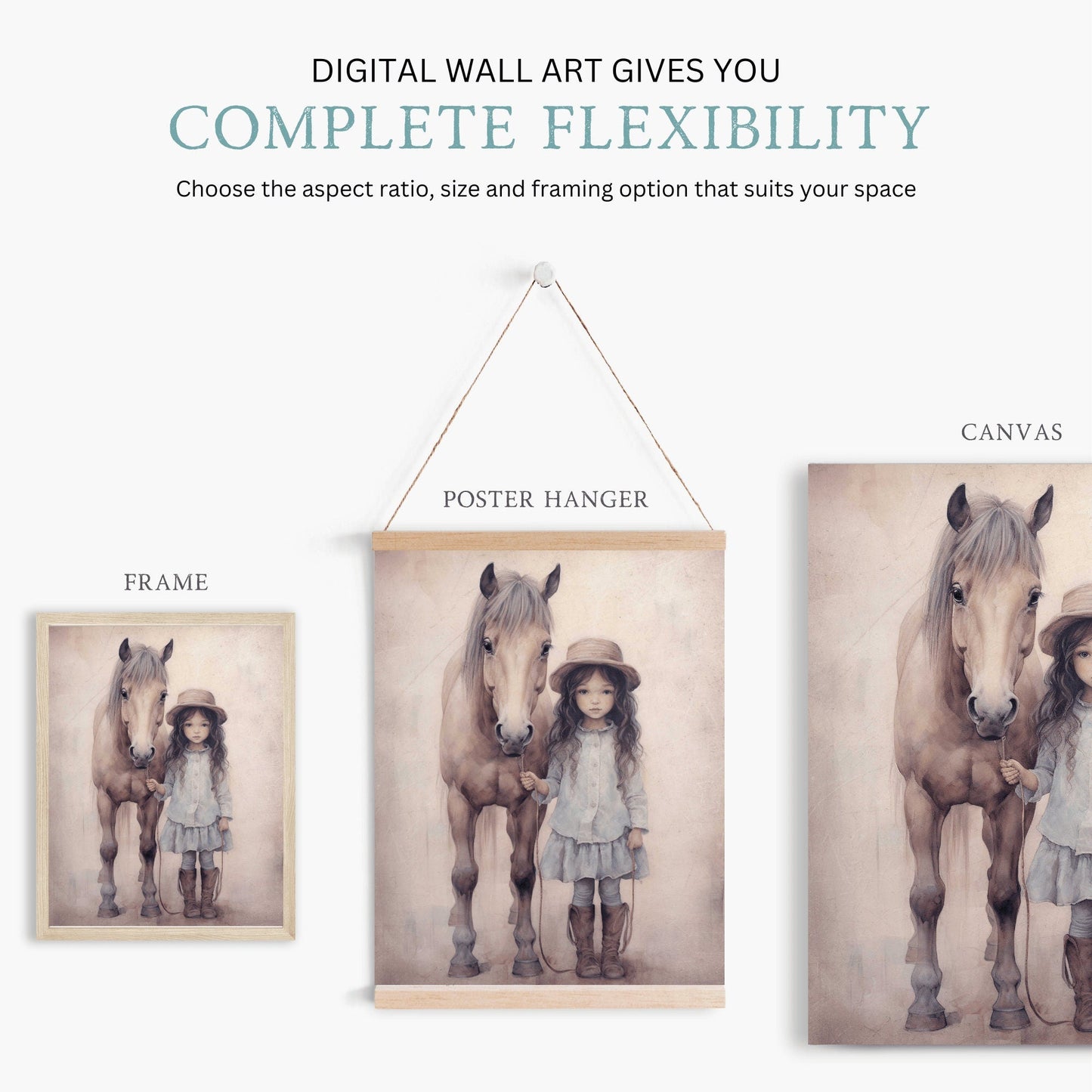 Cowgirl Nursery Decor, Girl and Horse Wall Art, Baby Cowgirl Print - WildfieldPrints