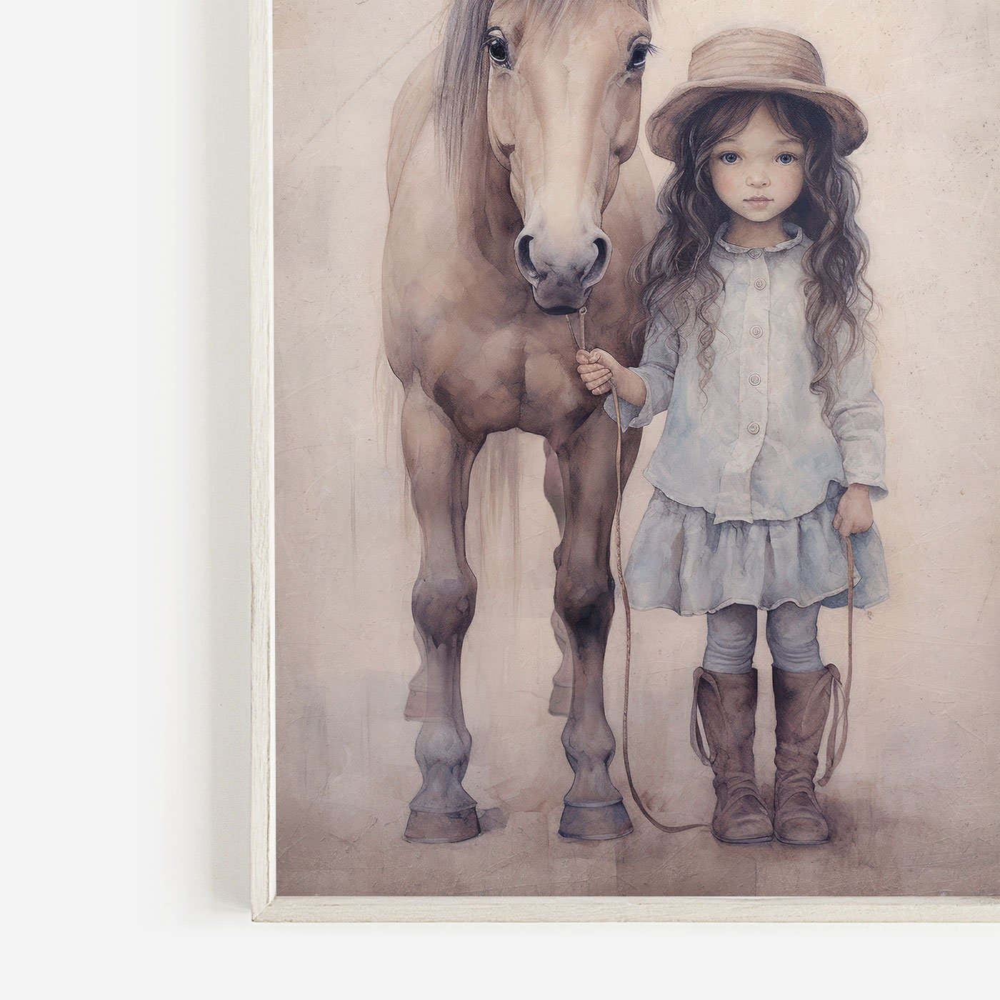 Cowgirl Nursery Decor, Girl and Horse Wall Art, Baby Cowgirl Print - WildfieldPrints