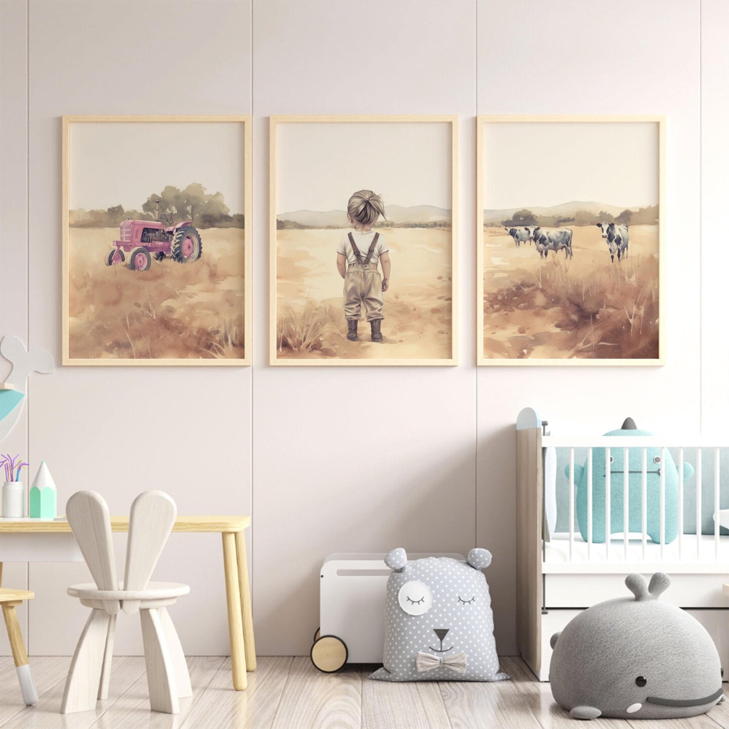 Cowgirl Nursery Prints, Farmhouse Wall Decor, Country Themed Art - WildfieldPrints