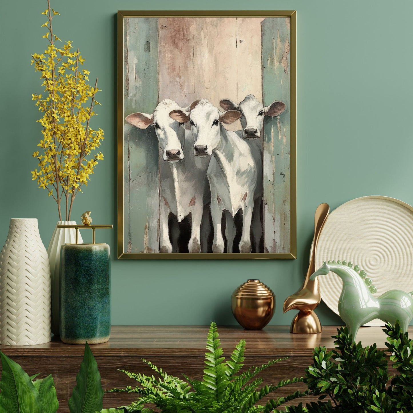 Cows Print, Rustic Farmhouse Wall Art, Cattle Decor for Home - WildfieldPrints