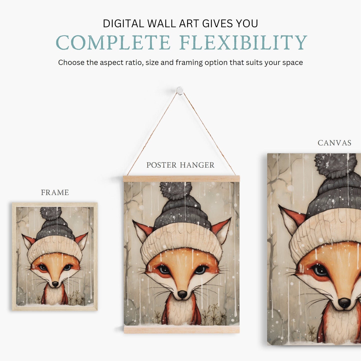 Cozy Woodland Animal Wall Art, Vintage Nursery Decor, Fox and Bear - WildfieldPrints