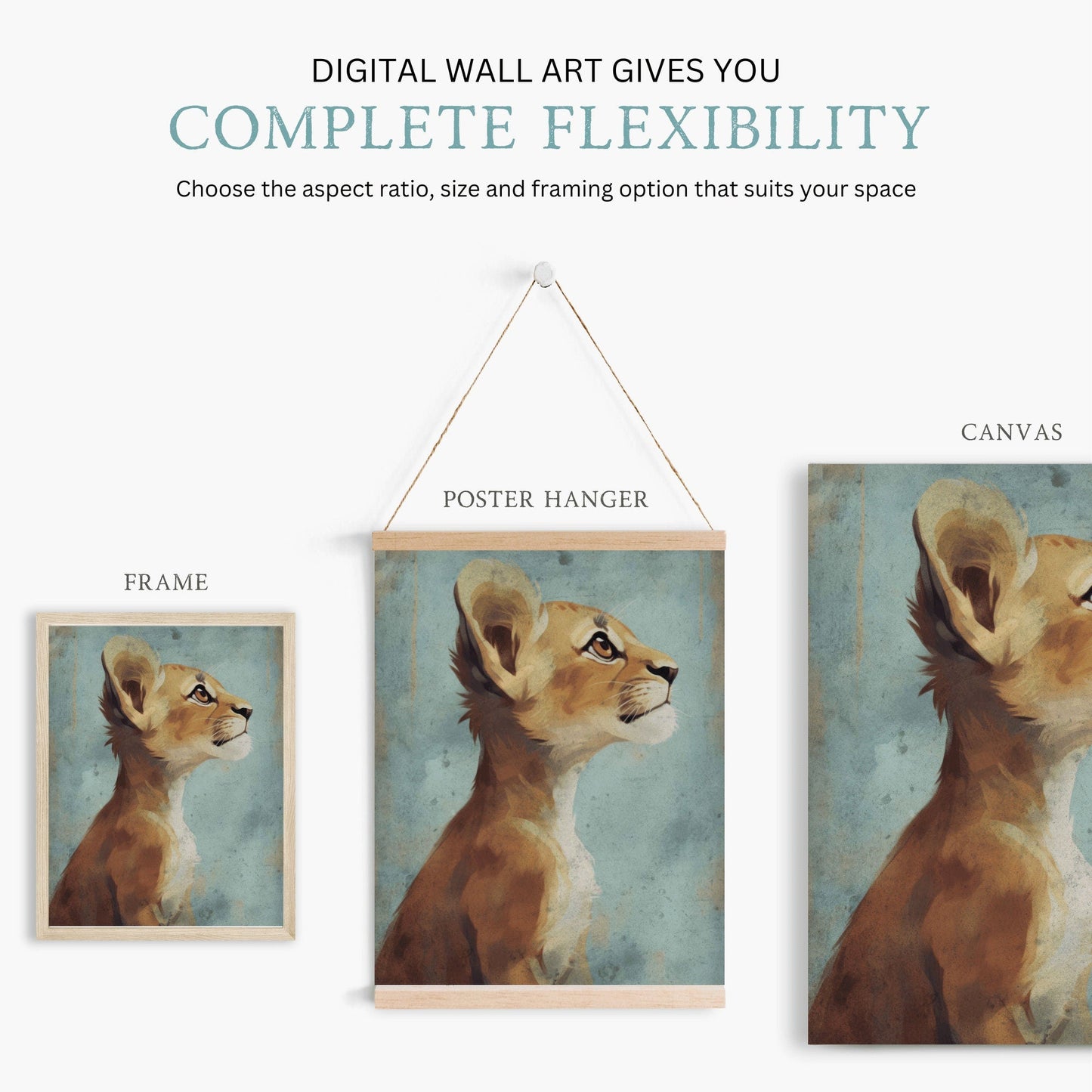 Cute Animal Wall Art, Vintage Nursery Print, Baby Lion Art, Safari Decor - WildfieldPrints