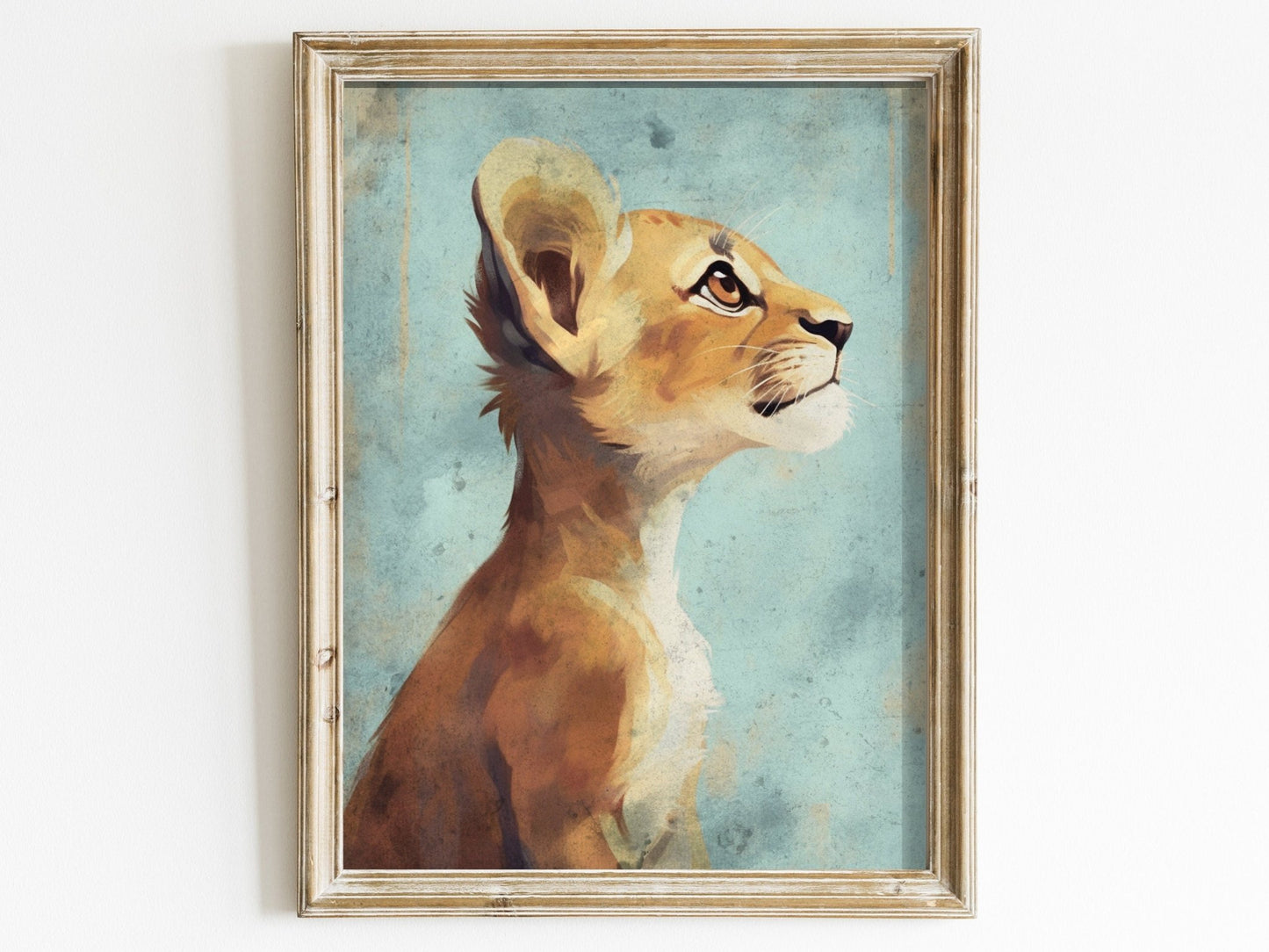 Cute Animal Wall Art, Vintage Nursery Print, Baby Lion Art, Safari Decor - WildfieldPrints