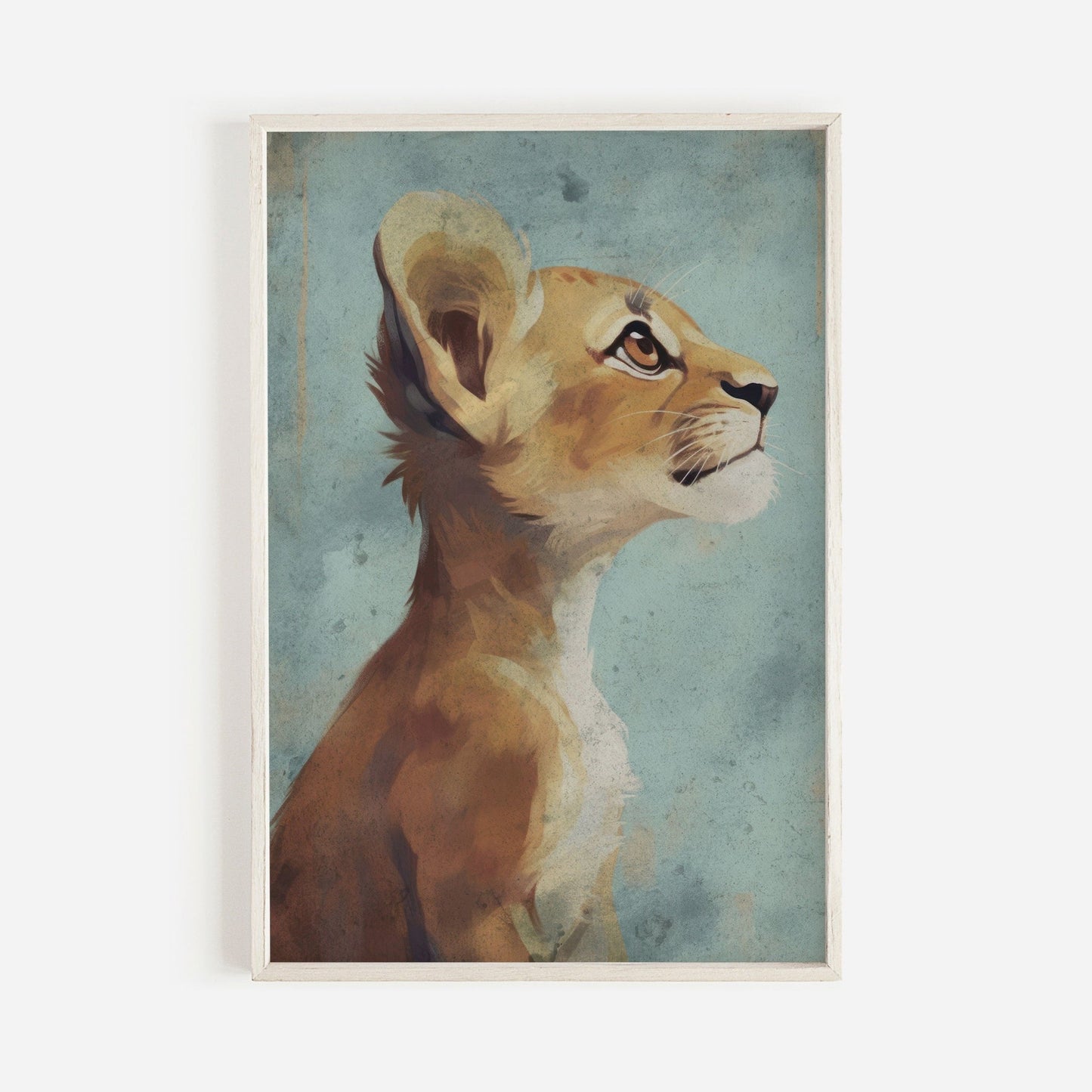 Cute Animal Wall Art, Vintage Nursery Print, Baby Lion Art, Safari Decor - WildfieldPrints