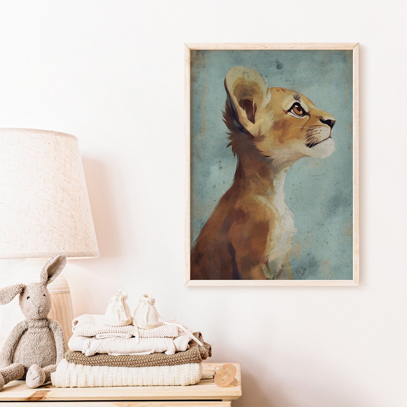 Cute Animal Wall Art, Vintage Nursery Print, Baby Lion Art, Safari Decor - WildfieldPrints