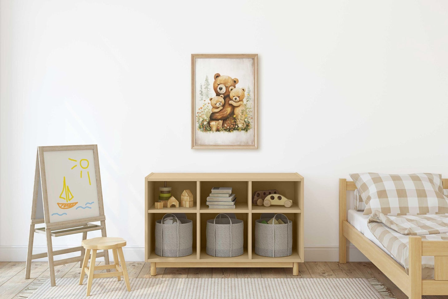 Cute Bear Prints, Family Portrait, Wildflower Kids Room Decor - WildfieldPrints