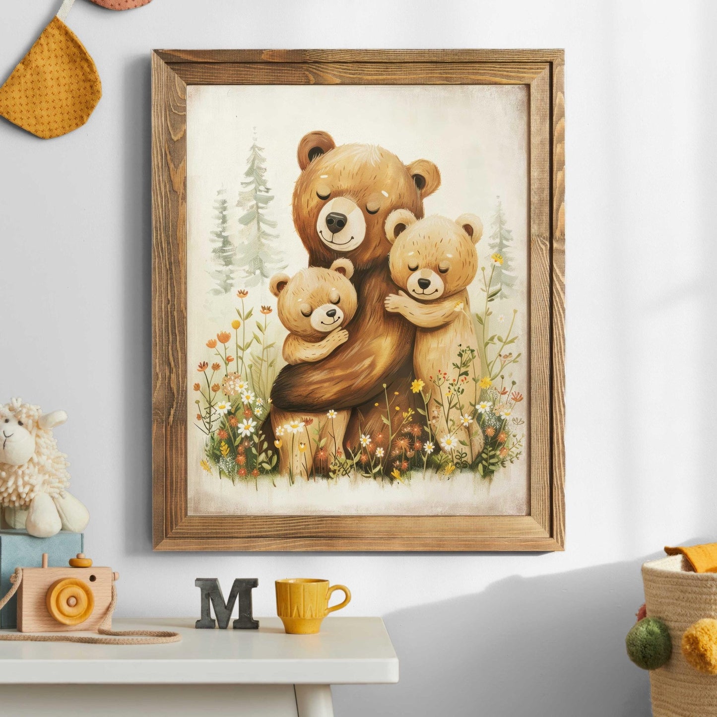 Cute Bear Prints, Family Portrait, Wildflower Kids Room Decor - WildfieldPrints