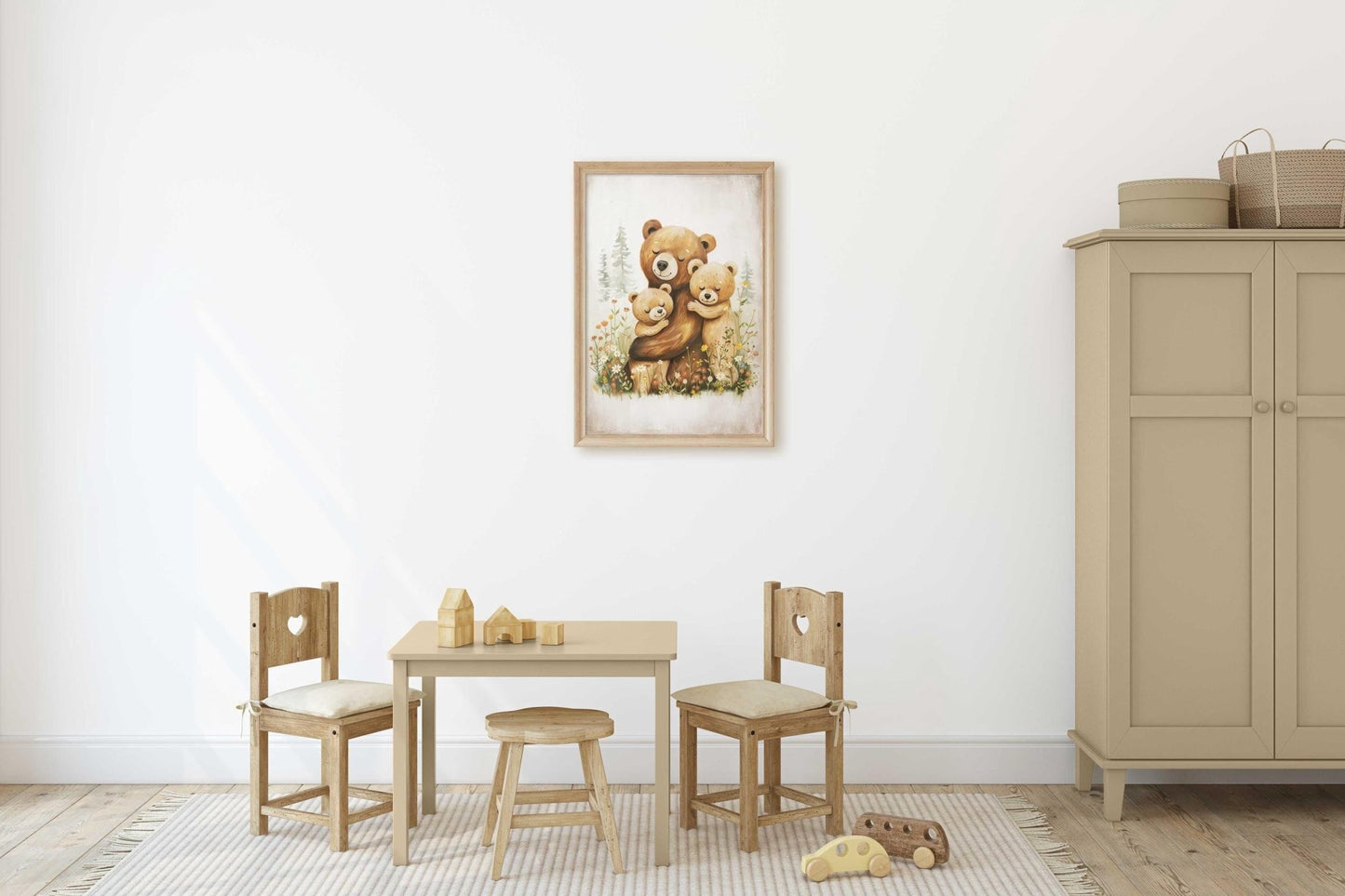 Cute Bear Prints, Family Portrait, Wildflower Kids Room Decor - WildfieldPrints