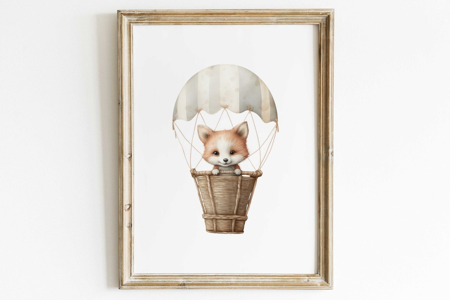 Cute Fox Nursery Art, Bear Balloon Decor, Hot Air Balloon Print - WildfieldPrints